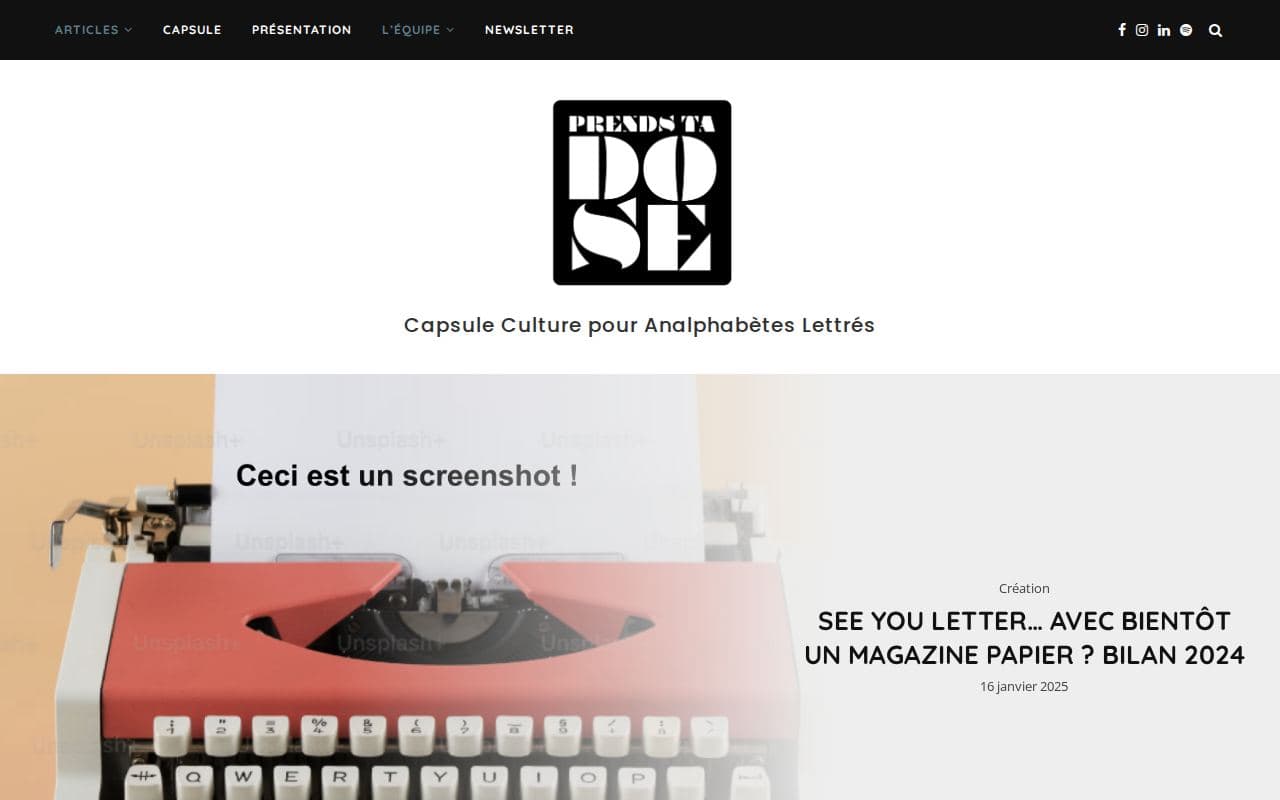 Aperçu du site PrendsTaDose